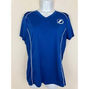 Augusta Tampa Bay Lightning Game Day Athletic Shirt Blue Womens Large NHL Bolts